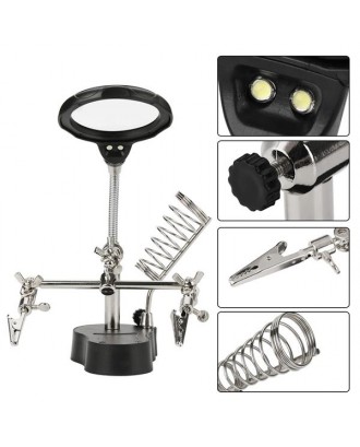 Helping Hand Auxiliary Clip Magnifying Soldering Iron Lens Magnifier LED Light Stand