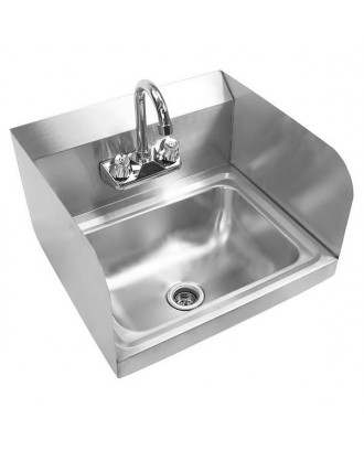 17" Commercial Stainless Steel Wall-mounted Hand Sink with Side Splashes Silver