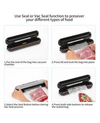 Zokop V69 Portable Food Vacuum Sealer Machine for Food Saver Storage with Magnets and 10 Bags Silver Gray