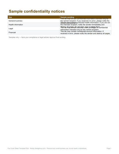 Preview of the first page of Notice samples (PDF/DOCX)