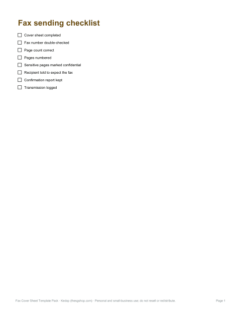 Preview of the first page of Sending checklist (PDF/DOCX)